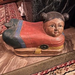 Antique Asian Wooden Pillow 
