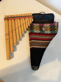 Handmade Bamboo Pan Flute 11 Pipes with Woven Carry Case Peru Style
