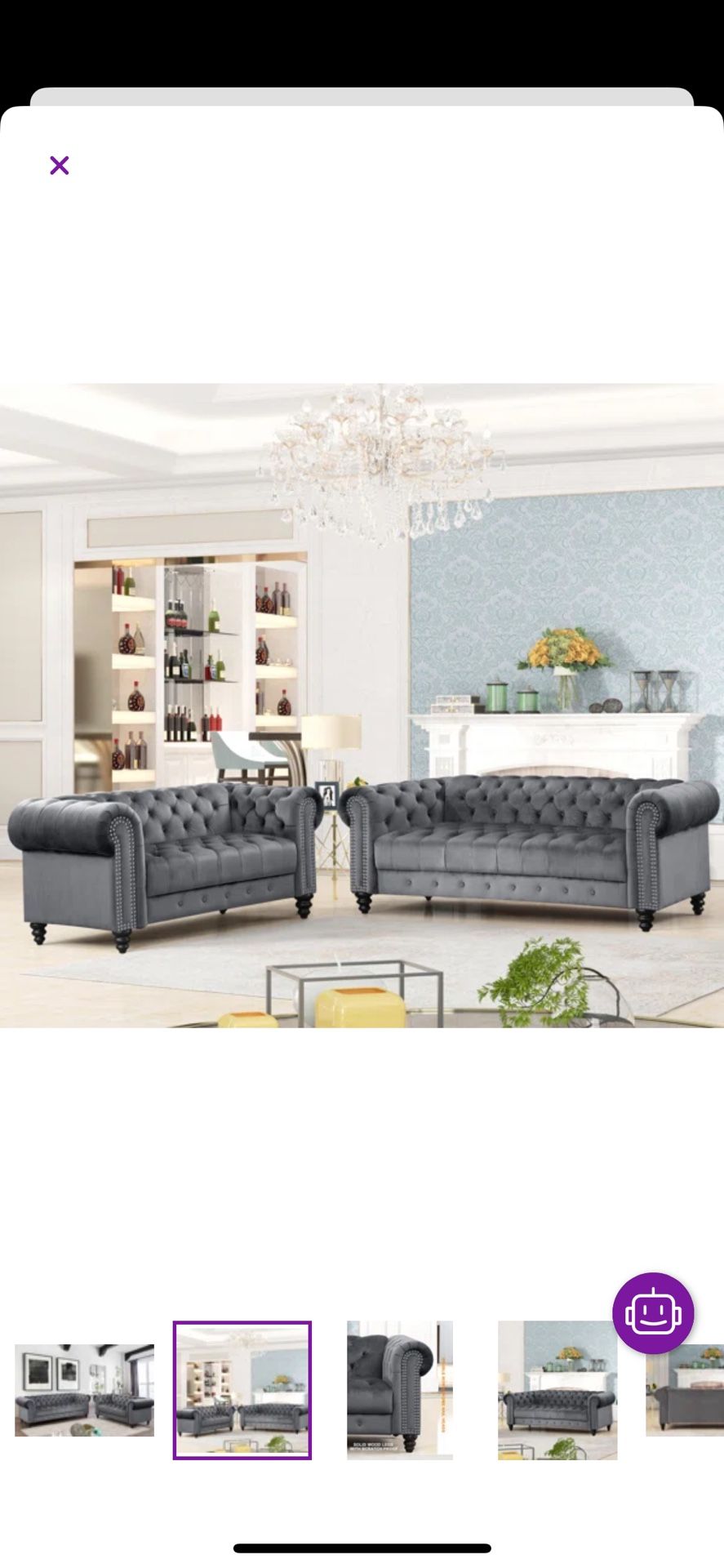 2 Piece Velvet Living Room Set