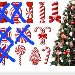 28 Pcs Double-Sided wooden Hanging peppermint candy Christmas /  New Years  ornaments - Decor