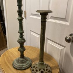 Awesome Set Of 2 Coordinating Tall Super Sturdy Pillar Candle Holders!