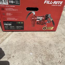 New Fill-Rite 115V 15 GPM Fuel Transfer Pump w/Discharge Hose & Manual Nozzle