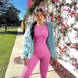 OQQ Women Yoga Jumpsuits Ribbed Crew Neck Sleeveless Bell Bottoms Flare Jumpsuits