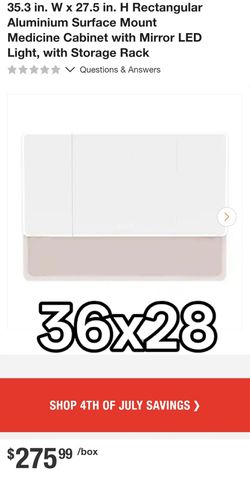35 in. W x 28 in. H LED Rectangular Aluminium Surface Mount Medicine Cabinet with Mirror in Khaki