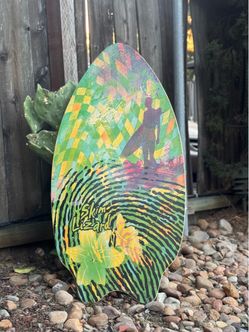 Vintage Skim Lizard Wooden Skimboard Retro Graphic Beach Surf Board