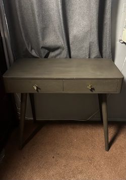 Gray Wood Desk with Two Drawers