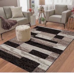 8ft X 10ft Superior Indoor Area Rug, Jute Backed, Modern Geometric Patchwork Floor Decor For Bedroom, Office, Living Room, Entryway, Hardwood Floors!