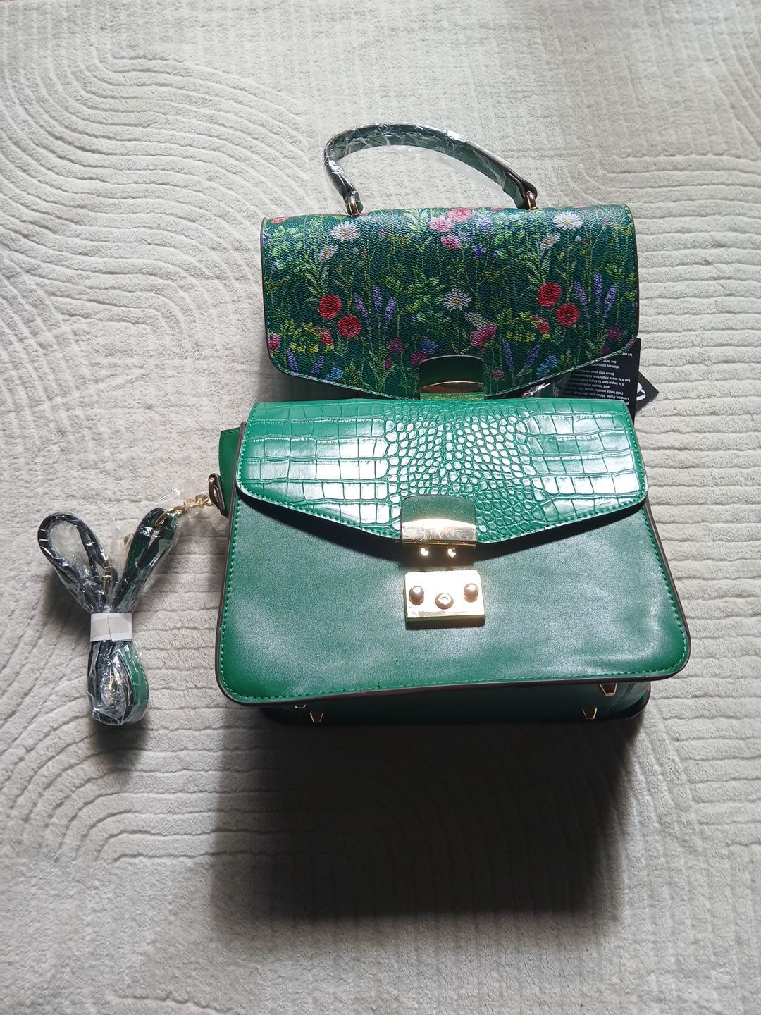 IMAN BAG GREEN FLORAL SATCHEL