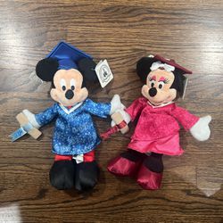 Mickey And Minnie Graduation Plushies