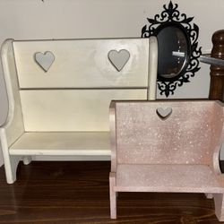 Pair of Decorative Wooden Heart Shelves