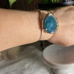 Bracelet | Gold Plated |Blue agate