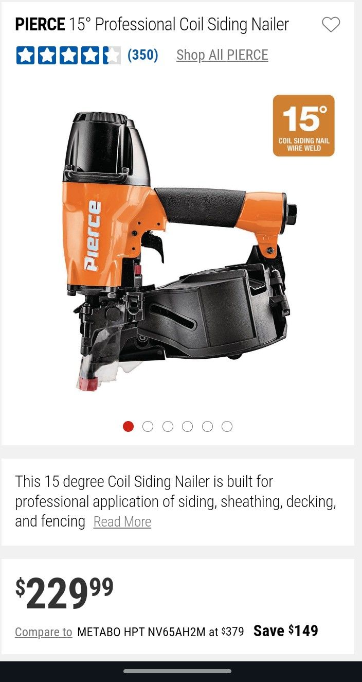 Pierce 15 Gauge Roofing Nailer 