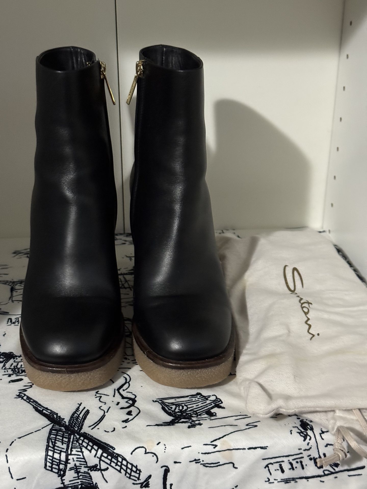 Santoni Black Women's Ankle Boots 6