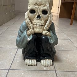 Painted Plaster Halloween Skeleton Candy Bowl