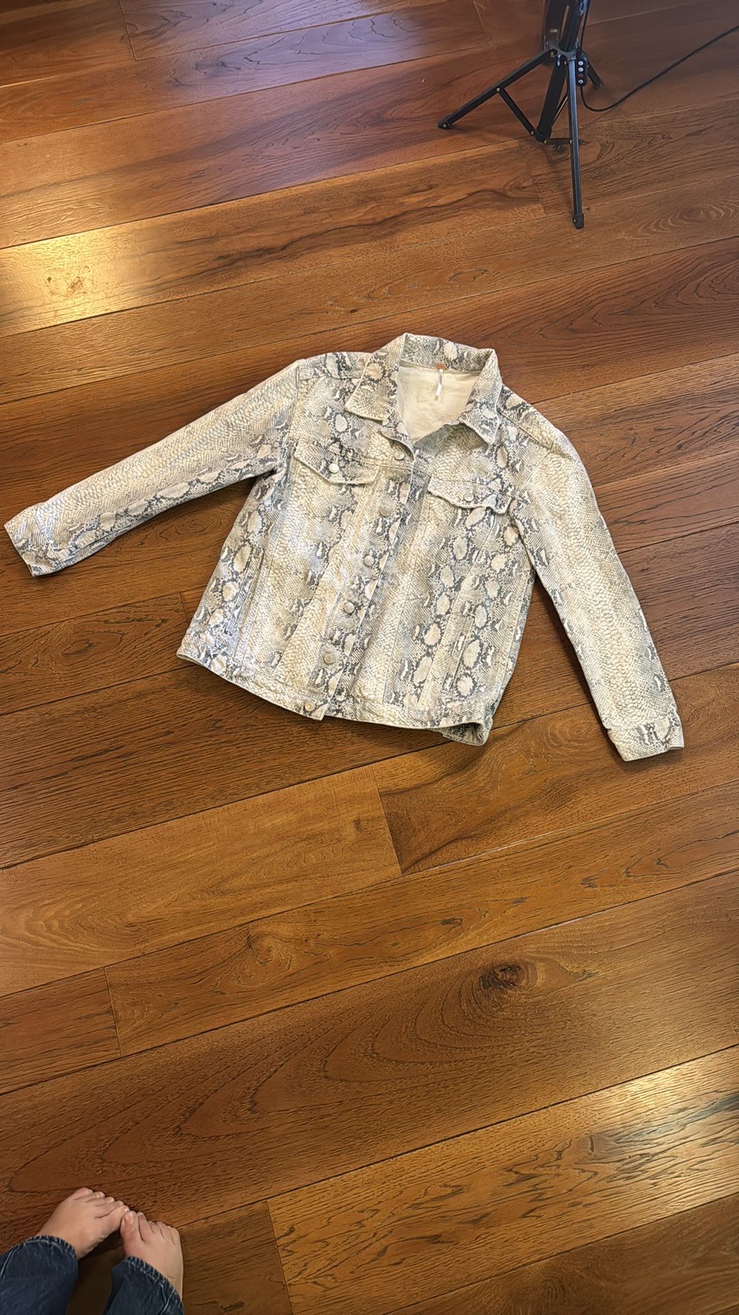 Free People Snake Denim Trucker Jacket