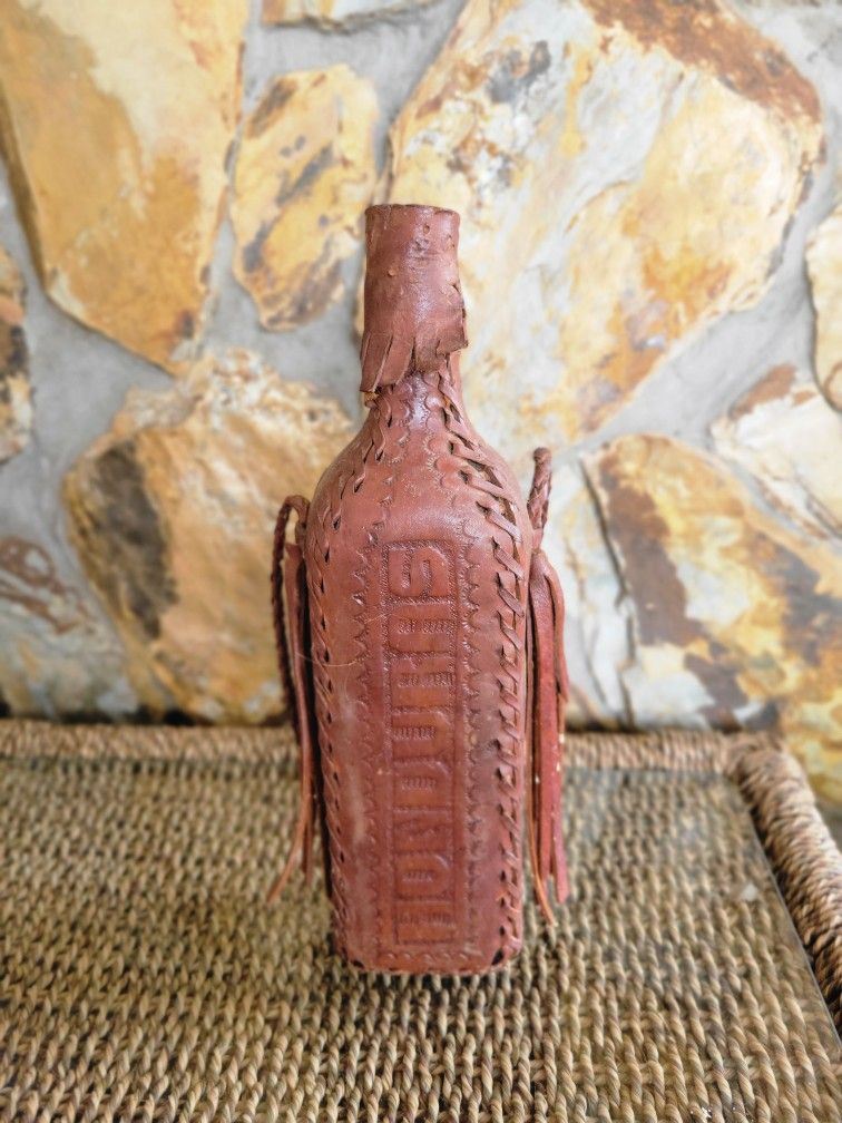 Leather Decanter Bottle HONDURAS 11”