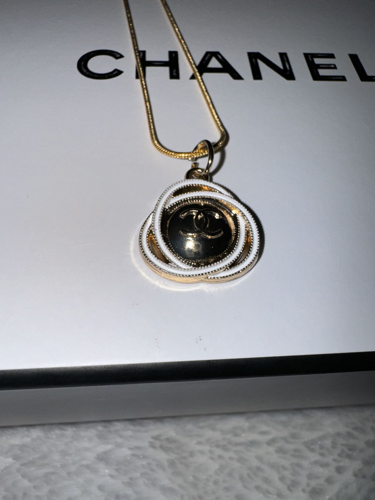 EUC Chanel Gold and White Zipper Pull Charm ; 20mm