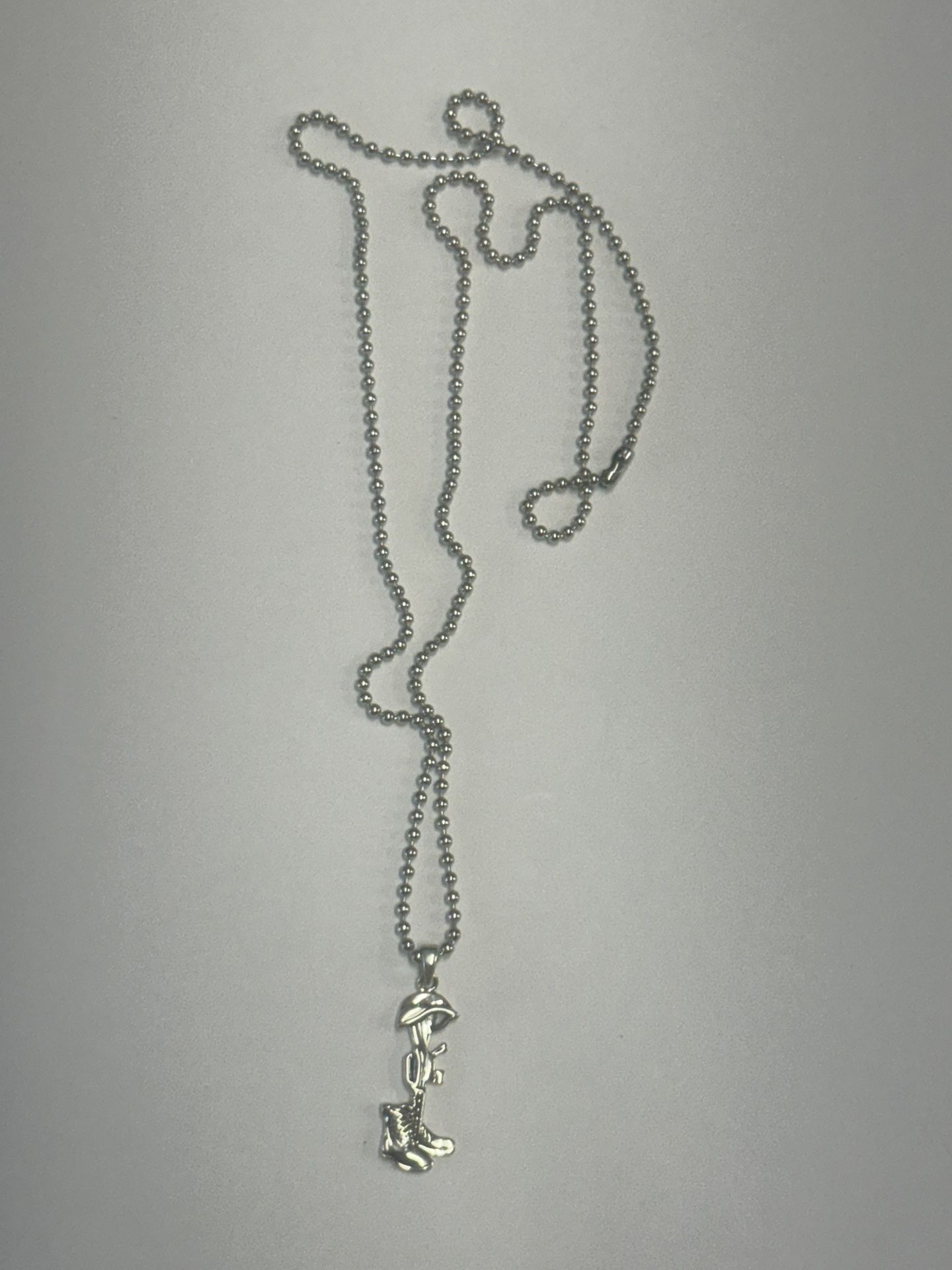 Sterling Silver 925 Military Battlefield Cross Pendant with 20” beaded chain