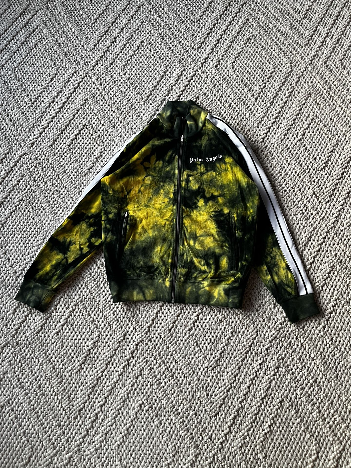 Palm Angels Tie Dye Yellow Chenille Full Zip Track Lightweight Men’s Jacket