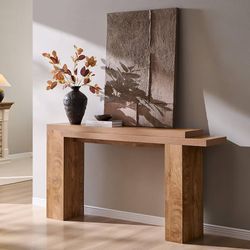 63 Inch Modern Entryway Console Table, Solid Geometry Accent Sofa Table Behind The Couch, Narrow Console Table for Entryway, Hallway, Living Room, Foy