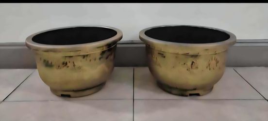 PAIR of 15" (Diameter) Gold Resin Planters (2 for $30 / 4 for $50) @ Lasting Creations