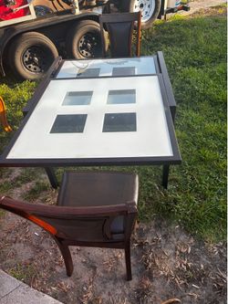 Expandable Dining Table With Frosted Glass Top for Sale