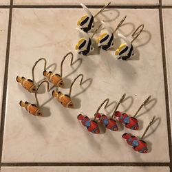 Fish Shower curtain hooks with shower curtain