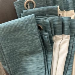 Teal Window Drapes 3 Sets Of 2