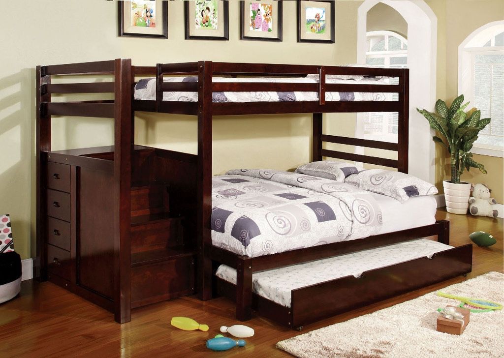 Twin/Full Bunk Bed with Steps & Drawers