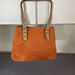 Orange leather shoulder bag with tan accents Nine West Orange Brown  Medium Handbag, Bag, Shoulder Bag Zipper Pockets