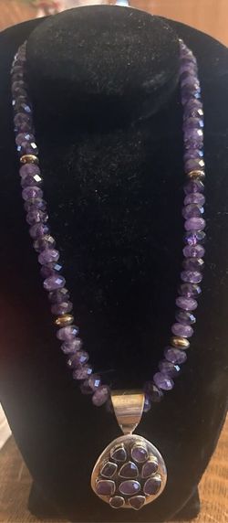 Jay King Sterling & Amethyst Pendant Necklace 