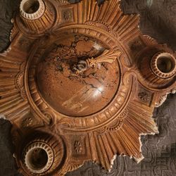 Vintage, Art Deco-style cast iron flush mount ceiling light fixturVintage, Art Deco-style cast iron flush mount ceiling light fixturee