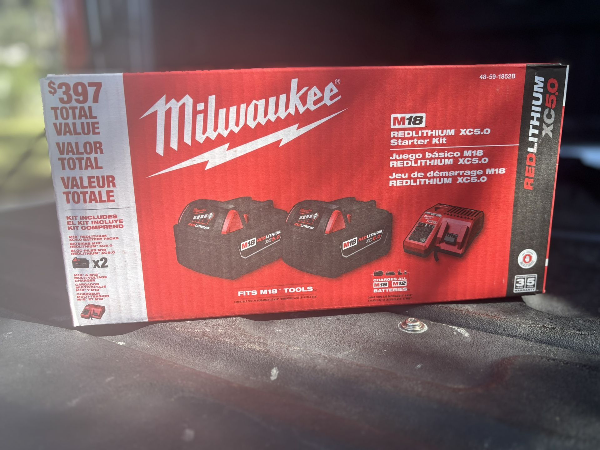 Milwaukee M18 18-Volt Lithium-Ion XC Starter Kit with Two 5.0Ah Batteries and Charger
