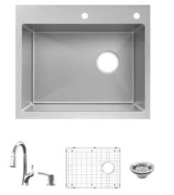 Glacier Bay Dolan Court Tight Radius 25 In Drop In Single Bowl 18 Gauge Stainless Steel Kitchen Sink With Pull Down Faucet 