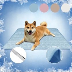 Pet Self Cooling Mat Pad Blanket for Kennel Washable for Dogs or Cats Blue