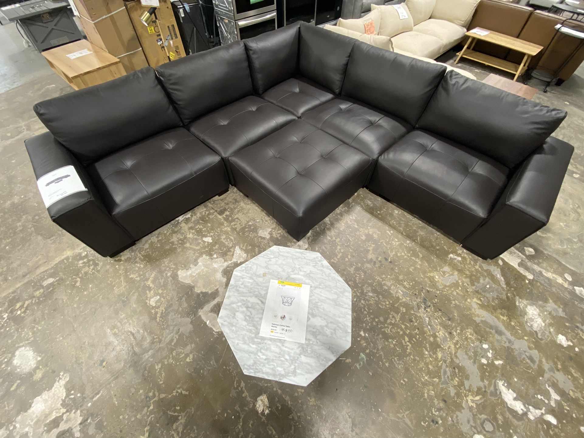 Teagan 6-piece Leather Modular Sectional