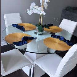 Glass Dinning Table 4 Chairs