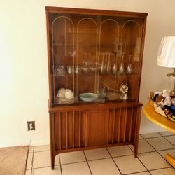 China Cabinet with  Gold Etching and Sliding Glass