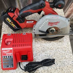 Milwaukee 5" 3/8 Metal Saw with 5.0 battery and charger