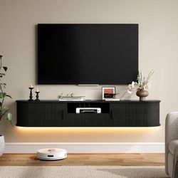 70" Floating TV Stand with Drawer for TVs up to 80", Black