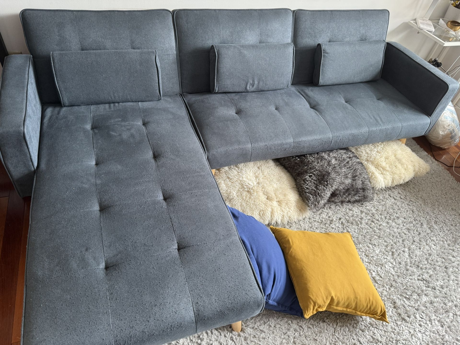 Gray Sectional Sofa Couch, Convertible L-Shaped Sofa