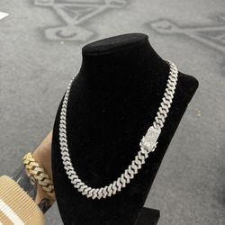 Real Silver 925 Cuban Link Chain Moissanites