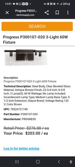 Progress Lighting 3-Light Vanity Fixture (Antique Bronze) - New