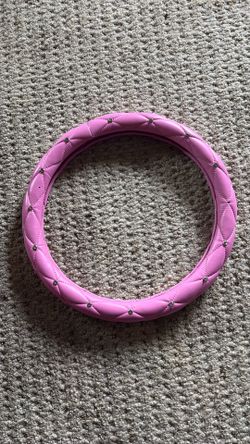 Pink faux leather steering wheel cover