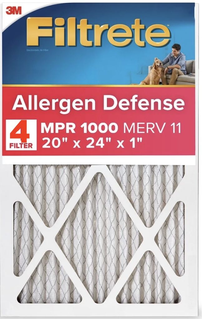 3M Filtrete MPR 1000 Allergen Defense Air Filter 20x24x1 (4-pack, new) 
