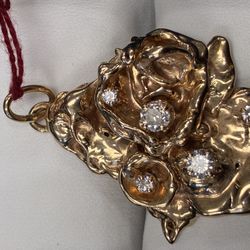 Natural Diamond And Gold Charm