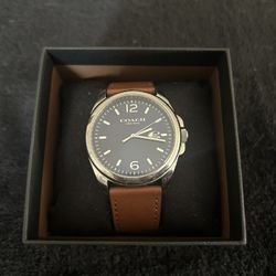 Coach Leather Strap Mens Watch