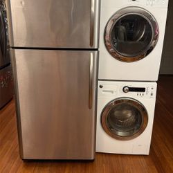 GE Laundry Set And Frigidaire Fridge