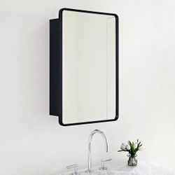 Farm House Matte  Black Medicine Cabinet With Mirror  20"X 30"