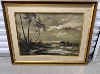 OSCAR T. NAVARRO Oil Painting on Canvas Signed "Berlino" 34x28" Framed